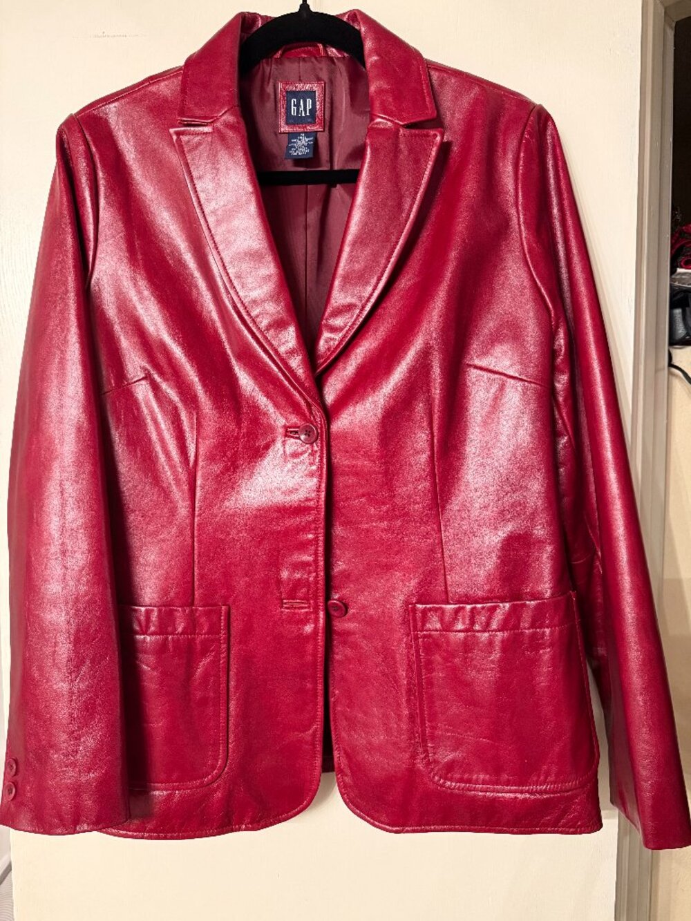 GAP red leather lightweight jacket, women's size medium